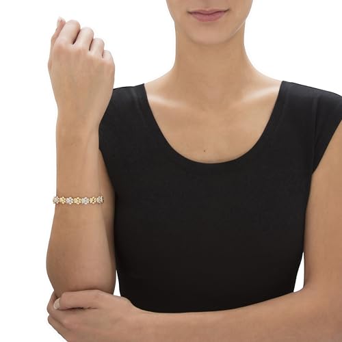 PalmBeach 18K Yellow Gold Plated Genuine Diamond Accent Paw Print Bracelet 7.5"3