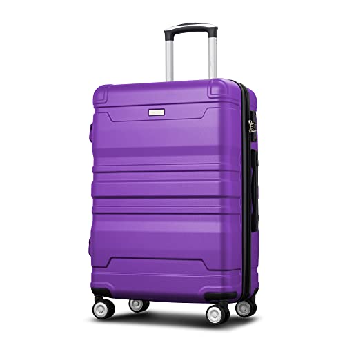Expandable ABS Hardshell 3-Piece Luggage Set with Spinner Wheels & TSA Lock - Purple2
