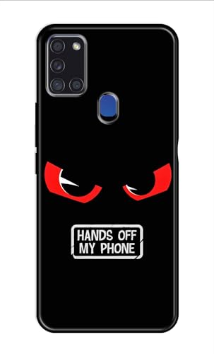 PRINTFIDAA® Metal TPU Printed Back Cover for Samsung Galaxy A21s (Hands Off My Phone) 360 Degree Protection | Camera Protection -25092024(AL) Deal