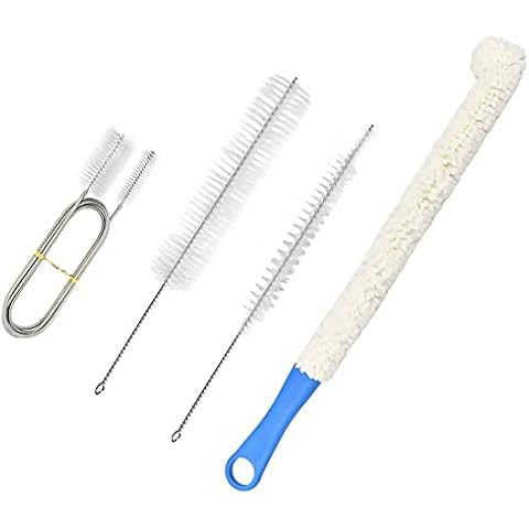 Kytpyi Cleaning Brush Set, 4pcs Hookah Cleaning Kit, Brush Cleaning Set with Decanter Cleaning Brush Glass Bottle Brush 1.55cm Long Hose Brush for Water Pipe Shisha Bowl Hose Cover