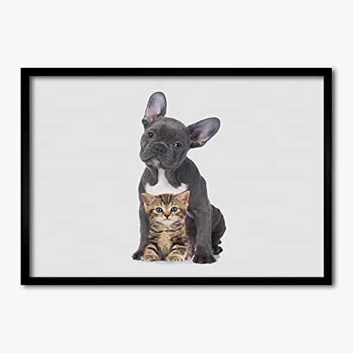 Cadre photo 70x50 cm Tulup en bois MDF de qualité supérieure style moderne motif chien et chat