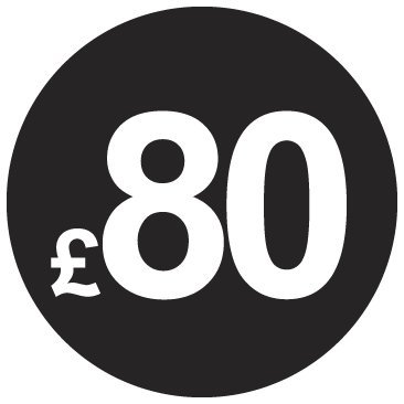 £ Black Price Stickers - 20mm, £80, 80 — image 1