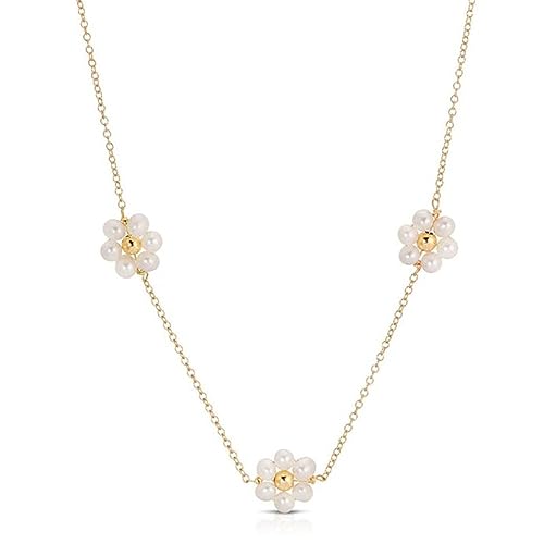 Collier délicat en perles et plaqué or 14K pour femme élégante