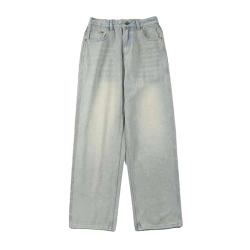 Men's Classic Light Jeans Straight Loose Distressed Washed Jeans