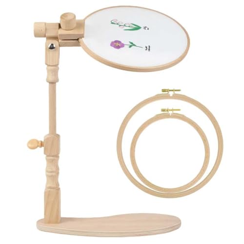 Airo Beech Wood Embroidery Hoop Stand, with 2 Pcs...