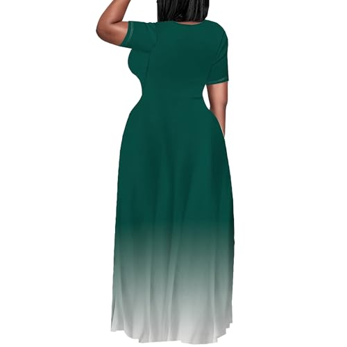 Image of PinkPatty Women's Plus Size Maxi Dresses Short Sleeve Sundress Summer T-Shirt Beach Long Dress with Pockets
