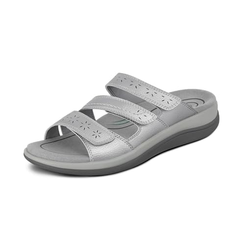 Image of Orthofeet Women's Orthopedic Sahara Adjustable Three-Strap Slide Sandal