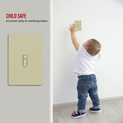 Image of ENERLITES Screwless Toggle Switch Wall Plate, Child Safe Light Switch Cover, Standard Size 1-Gang 4.68 inch x 2.93 inch, Unbreakable Polycarbonate Thermoplastic, UL Listed, SI8811-I, Glossy, Ivory