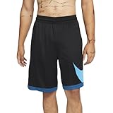 Nike Men's Dri-Fit HBR 3.0 Basketball Shorts (Large, Black/Marina Blue)