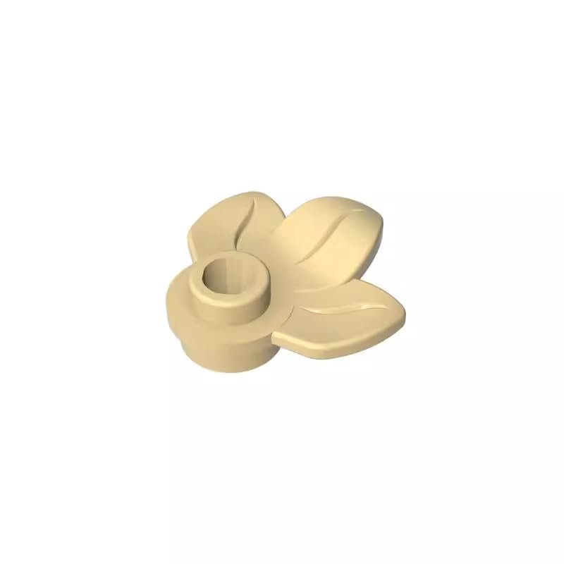 32607 Ornaments Plant, Plate 1x1 Round with 3 Leaves 50 Pieces GDS-1576 Compatible with Lego Building Blocks Color:Tan