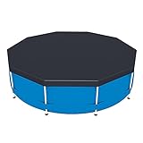 KAKAF Cubierta de piscina para piscina con marco redondo resistente al polvo, resistente al agua, plegable, lona de polietileno para piscinas al aire libre, playa, verano, fiesta, piscina (366 cm)
