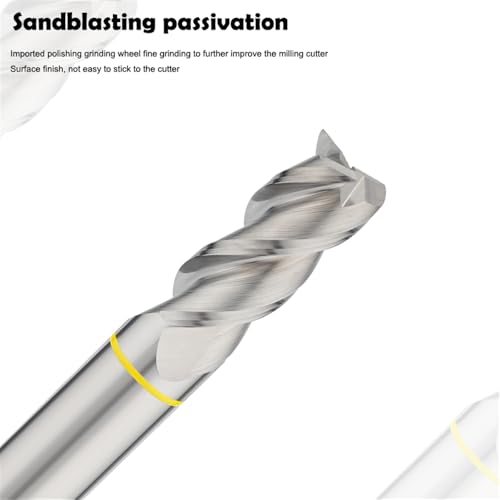 Image of Carbide Square End Mill HRC55 Double Edge 3 Flute AlTiN Coating Tungsten Steel, Color-Ring, for Aluminum Wood