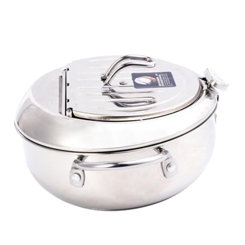 Mobestech Olla Freír Inoxidable con Termómetro Aceite Mini Freidora Cocina de Inducción Gas Color Plata