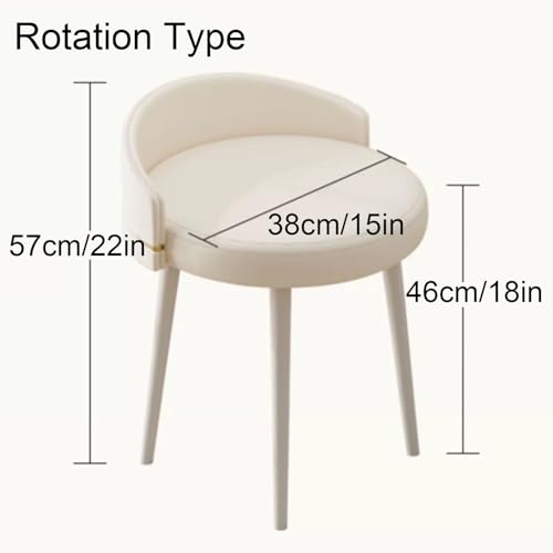 Moderno sgabello da toeletta con gambe in metallo bianco, sedia da trucco imbottita con schienale basso, adatto per camera da letto o soggiorno, elegante design girevole, compatto e confortevole
