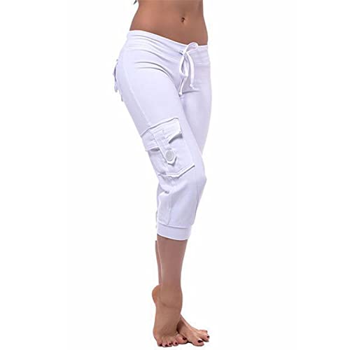 Capri Yoga Pants for Women Casual 2024 Summer Drawstring Elastic High Waist Pant Stretchy Cropped Trouser2