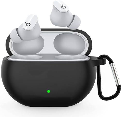 USTIYA Case for Beats Studio Buds+ 2023/Studio Buds 2021 Protective Silicone Case with Keychain Cover funda (Black)