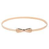 GRACE KARIN Women Skinny Metal Bow-Knot Dress Belt for Ladies Stretch Wedding Chain Gold,M