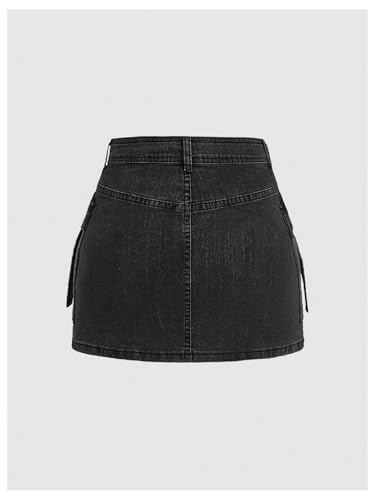 Floerns Women's Flap Pocket Cargo Skirt Zipper Up Denim Jean Mini Skirt2