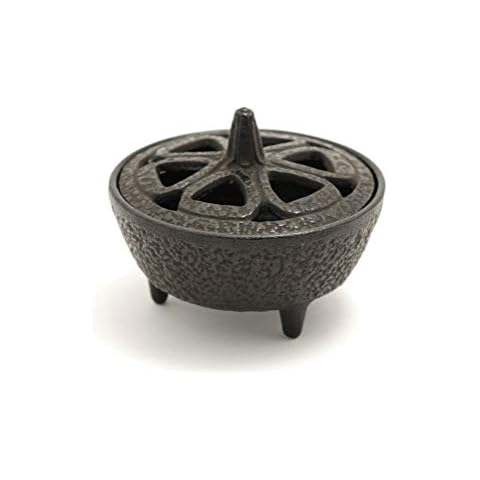 Cast Iron Incense Burner for Incense Resins, Cones or Sticks and Wax Melts Cover