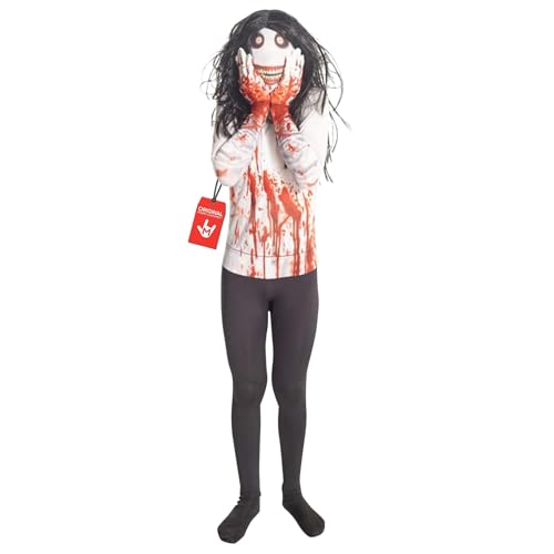 Morphsuits Jeff The Killer Urban Legends Kids Costume, Black/White - size Large 4'-4'6 (120cm-137cm)