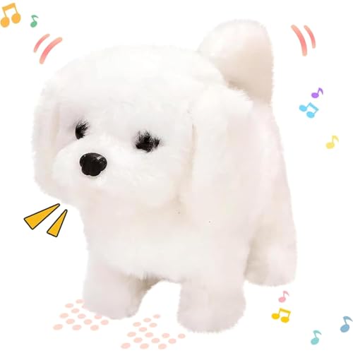 Image of Hopping Walking White Dog Toy for Kids - Talking Sound Dog with Moving Tail, Head Shake & Realistic Actions | Soft Plush Interactive Animal Toy, Fun Gift & Childhood Companion for Boys & Girls