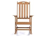 Heavy Duty Weather Resistant HIPS Porch Rocking Chair for Outdoor & Indoor Use (Teak Color)