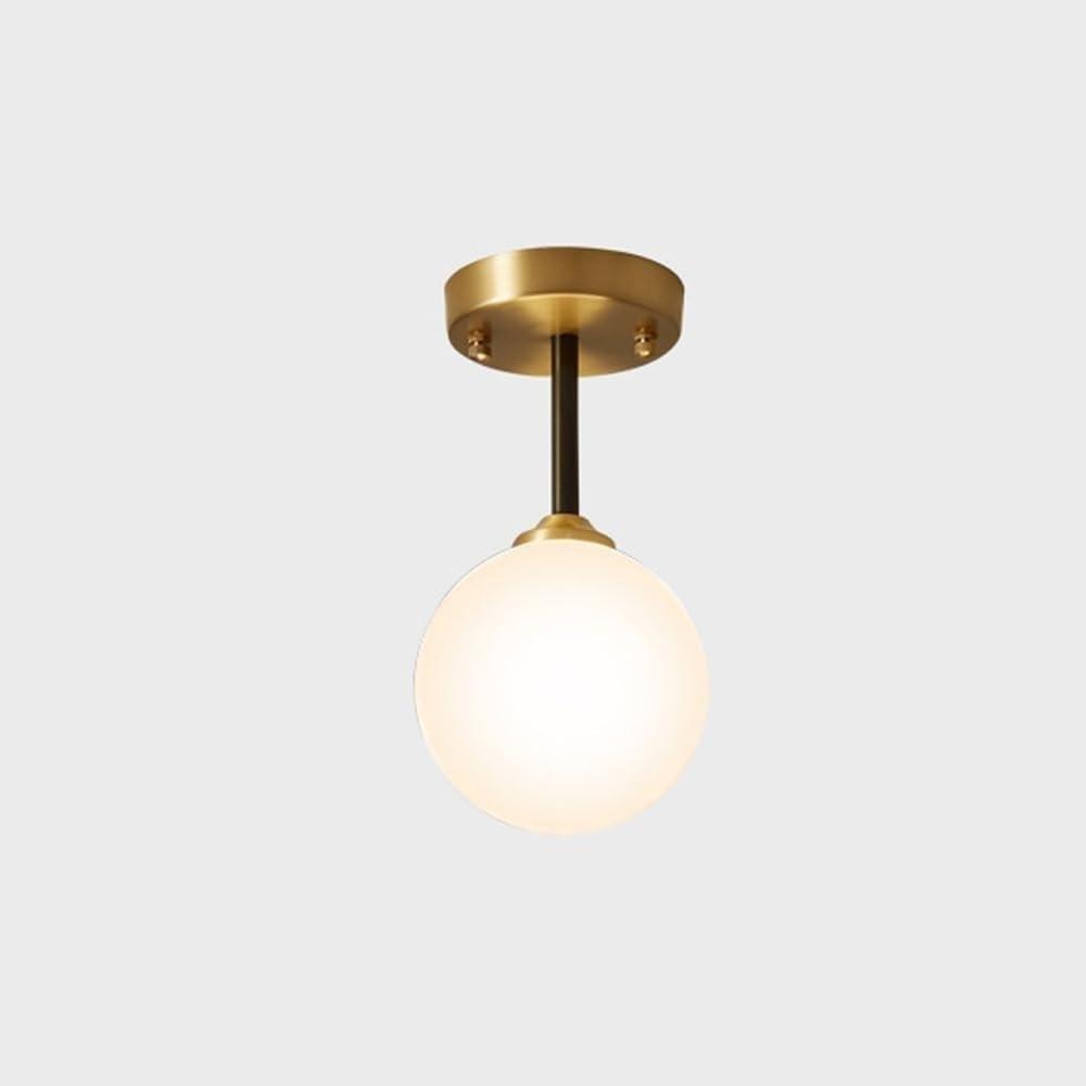 Lámpara de Techo de Latón con doble esfera de vidrio blanco opal para iluminación elegante