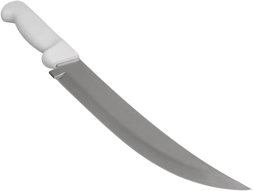 Soro Essentials- 10" High Carbon Steel Curved Cimeter Steak Knife with White Color Handle- Curved Butcher Knife for Meat Cutting Meat Trimming Butcher Knife with Ergonomic Handle for Home Restaurant