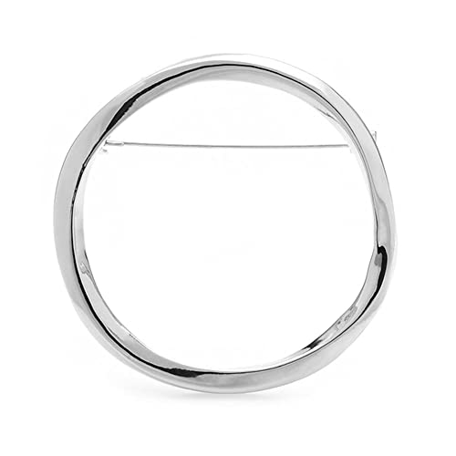 QQYDZSW Spilla Art Deco, grande cerchio rotondo da donna, in metallo, 2 colori, per feste, ufficio, casual, colore argento