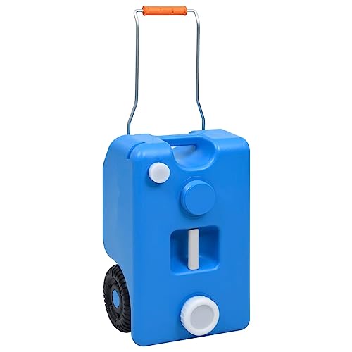 vidaXL Depósito de Agua con Ruedas para Camping Tanque Jardín Caravana Acampada Bebidas Transporte Bidón Camper Patio Aire Libre Exterior Azul