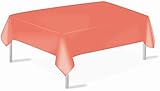 Coral Plastic Tablecloths 3 Pack Disposable Table Covers 54 x 108 Inches Shower Party Tablecovers...