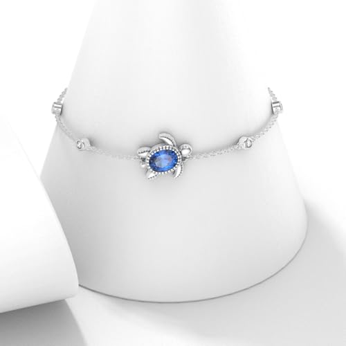 Turtle Bracelet for Women 925 Sterling Silver London Blue Topaz Beach Sea Turtle Beach Bracelet Hawaii Ocean Jewelry Gifts3