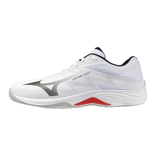 Mizuno Lightning Select Zapatillas de vóleibol para Hombre White/Black/Fiery Red 43