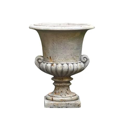 VISIBLE Vintage European Giant Garden Urn Planter, Decorative Cement and Fiber Flower Pot, Make Rust Finished, Wrap Foam Safely Delivered from Local Warehouse (Antiqued, Medium)