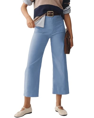 Shy Velvet Women's Crop Wide Leg Pants High Waisted Stretchy Comfort Fabric Capri Pants for Women