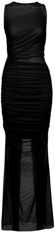 JSEIAJB Women's Wear Spring Color Slim Fit Dress High Waist Fashion Round Neck Dress