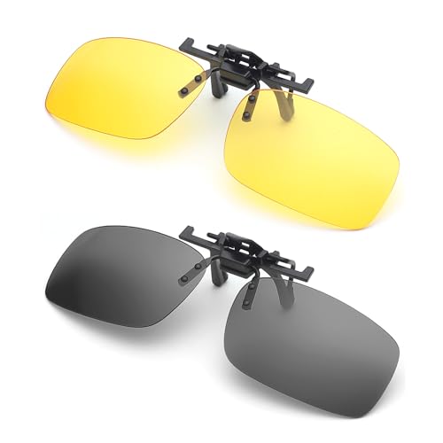 HDGSAFD Gafas de Sol con Clip Polarizado sin Borde para Hombres y Mujeres (Negro, Amarillo)