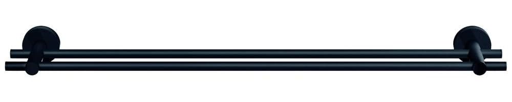 tesa MOON BLACK Towel Rail - No Drill Towel Holder - matt black - Waterproof - Includes Removable Glue Solution - 112 mm x 640 mm x 50 mm