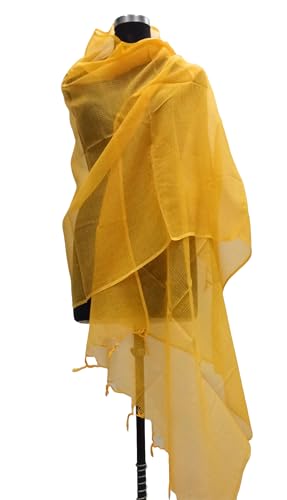 Image of Women Kota Doria Cotton Plain Full Length Dupatta - Soft, Light Weight and Transparent