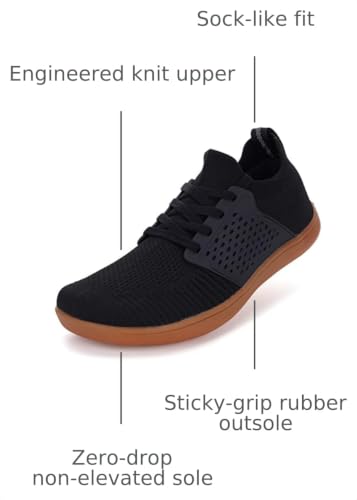 Image of WHITIN Men's Wide Toe Box Barefoot Shoes Sock-Like Comfort W85 | Natural Toe Splay, Zero-Drop Sole, Reliable Traction, Minimalist Style, Lightweight for Walking, Gym Training