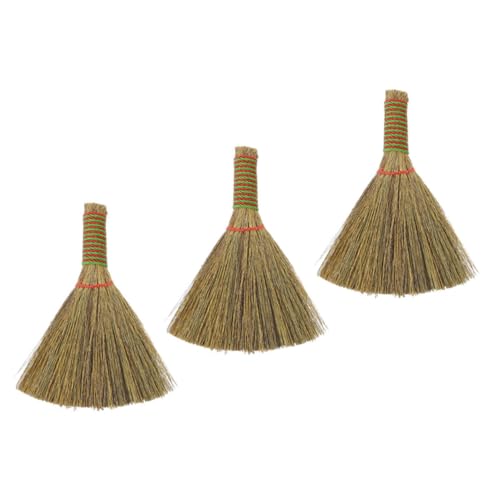 Alipis 3Pcs Small Short Handle Broom for Desktop Cleaning Tabletop Dust Brush Whisk Broom for Home Use for Kitchen and Hard to Reach Areas