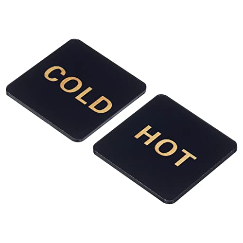 PATIKIL Self Stick Hot/Cold Water Label, 2 works/4 Pack Acrylic Square Sticker Signs for Faucets Sinks Black
