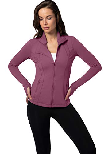 Yogalicious Womens Full Zip Up Long Sleeve Track Jacket with Zipper Pockets