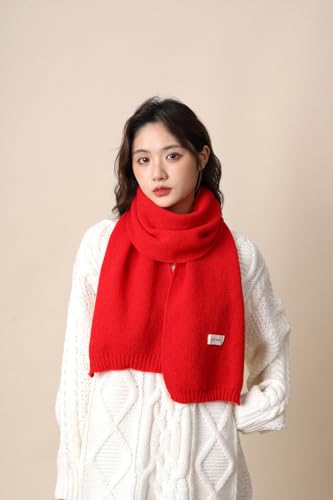New year Christmas gift cute bear red scarf female winter new warm versatile knitted wool scarf2
