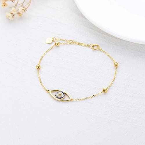 14K Real Gold Evil Eye Bracelet for Women, Adjustable 6.5+1+1 Inch Gifts for Women Women's Jewelry3