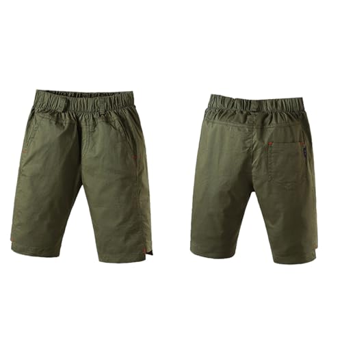 Pantalones cortos y pantalones de verano caqui para niños. Cómodos y casuales. Cintura elástica. Pantalones escolares formales. Adecuado para niños y adolescentes. Ligero y transpirable., verde, 6-7