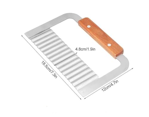 Image of Stainless Steel Wavy Blade Crinkle Cutter Knife - Vegetable & Potato Chip Slicer with Durable Nylon Handle - French Fry Cutter, Fruit, Salad, and Garnish Making Tool for Kitchen (Wood Brown)