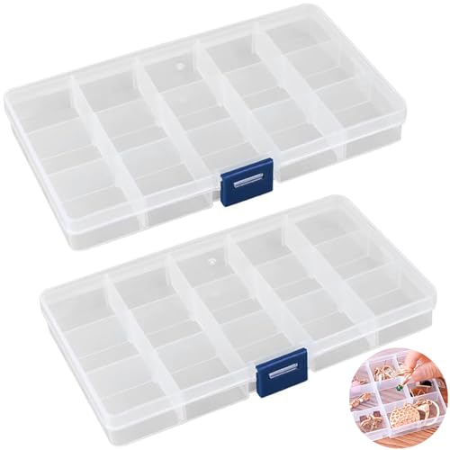 Luxiremi Organiser Box 2Pcs Small Craft Storage Boxes with Compartments Clear Plastic Storage Earring Containers Jewellery Screw Box with Adjustable Dividers for Small Items Tools Travel 1 Luxiremi Organiser Box 2Pcs Small Craft Storage Boxes with Compartments Clear Plastic Storage Earring Containers Jewellery Screw Box with Adjustable Dividers for Small Items Tools Travel
