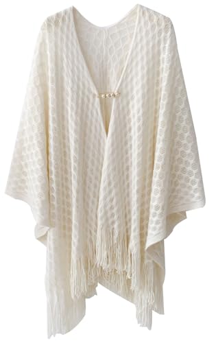 Women's Shawl Wrap Poncho Knit Wrap Shawl Scarf Elegant Cape Sweater Fringe Open Front Cardigan Poncho Soft Blanket