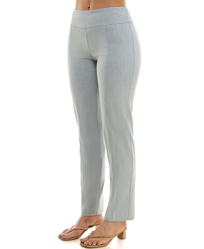 Zac & Rachel Women's Millennium Fabric Pull-On Slim Leg Pant, Heathered Smoke, 163